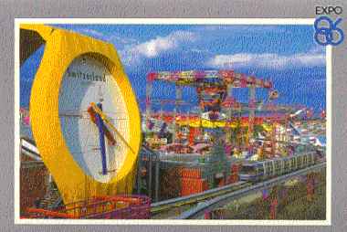 Expo86 postcard featuring SWATCH