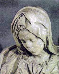 Pieta showing damaged nose